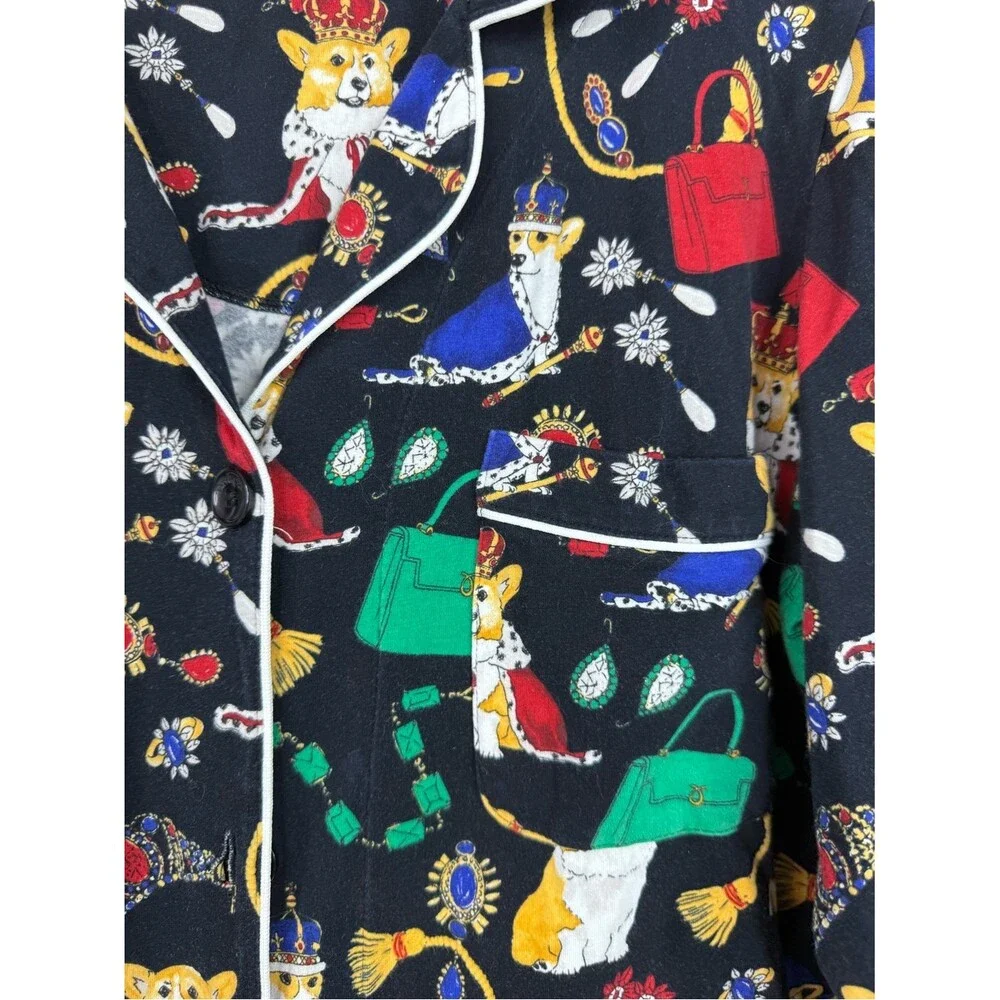 BedHead pjs set top and pants Black Corgi & Colorful Accessory Print Pajama Set - Picture 6 of 15